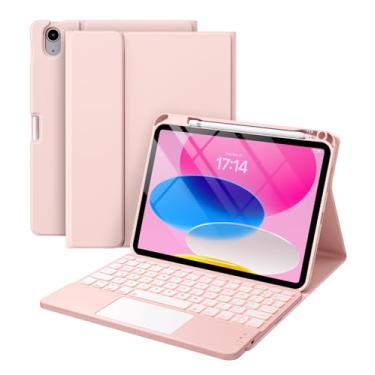 Imagem de Harvopu Compatible for iPad 10th Generation Case with Keyboard (10.9, 2022), Keyboard Cover with Pencil Holder, Multi-Touch Trackpad, 7 Color Backlit, Detachable Keyboard for iPad 10 Gen