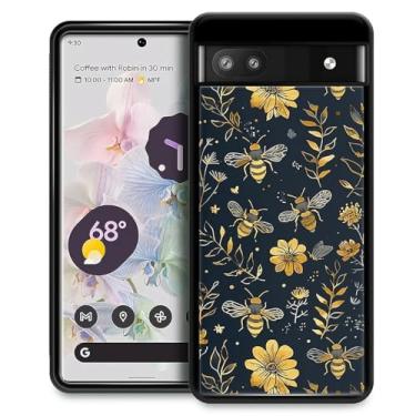 Imagem de Goodsprout Capa compatível com Google Pixel 6A, estampa floral de abelha amarela vintage, design incrível, à prova de choque, antiarranhões, capa traseira rígida de policarbonato para Google Pixel 6A