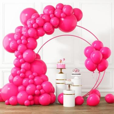 Imagem de Balões Latex Rosa Pink RUBFAC - Kit com 105 Unidades, Fita e Cola