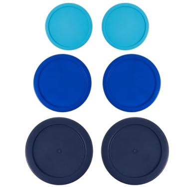 Imagem de MRX Solutions Tampas De Substituição Para Recipientes Pyrex (2) Azul Claro De 2 Xícaras (2) Azul De 4 Xícaras (2) Azul Marinho De 7 Xícaras