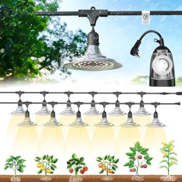 Imagem de EVERYGROW Luzes De Cultivo Externas Com Temporizador, Luzes De Cultivo De Estufa De Espectro Total Com Temporizador, Luz De Cultivo De Corda À Prova D'Água Ip65 Para Ambientes Externos, Luz De Culti