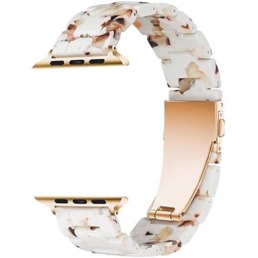 Imagem de MaKTech Pulseira de Resina de Peso Leve com Fecho de Aço para Apple Watch Série 11/10/9/8/7,Ultra 3/2/1,SE 3/2/1 [2025] (46mm/45mm/44mm/49mm,Nougat Branco)