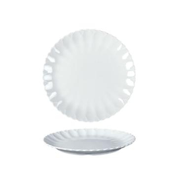 Imagem de Prato de osso de disco branco de porcelana sintética, prato de arroz refogado fast food-3411; prato de crisântemo de 28 cm - branco