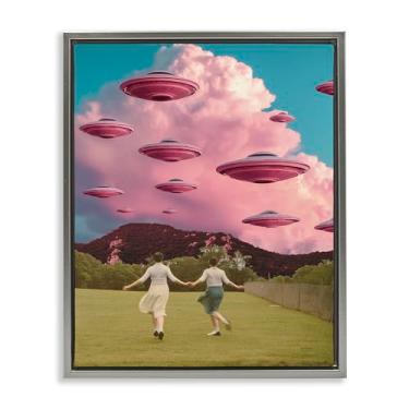 Imagem de Stupell Industries Pick Me Alien Invasion Gray Floater Framed Canvas Wall Art Design por Mary Urban, 17 x 21