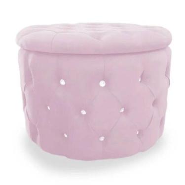 Imagem de Puff Redondo Clássico com Capitonê - Fina Mobília, Rosa