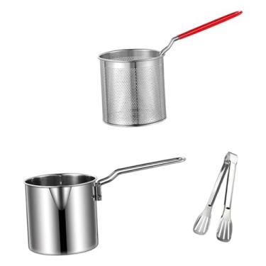 Imagem de IEUDNS Pequena panela de fritadeira com frigideira e pinças de alimentos multifuncionais Fritas Frency Frower para Fritar o armazenamento de óleo fervente