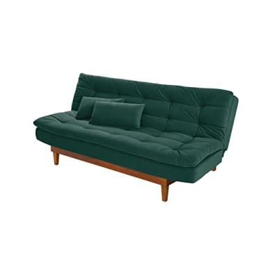 Imagem de Sofá Cama Dubai Reclinável Casal 3 Lugares Suede Base de Madeira Império Estofados (Verde)
