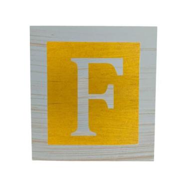 Imagem de Cubo Amarelo Letra Azul Bebê com Aplique Festa Chá de Bebê Decoração 8