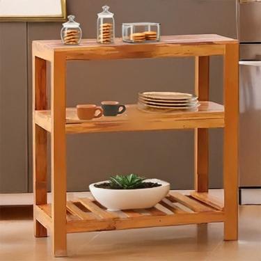 Imagem de Aparador Ilha Bancada 85 Cm Madeira Maciça Natural