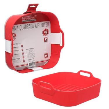 Imagem de Haüskraft -Forma quadrada de silicone para Air Fryer vermelho 20 cm