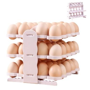 Imagem de Porta Ovos Suporte 60 Ovos Geladeira Guarda Ovo Bancada Mesa Armario Cozinha Restaurante Armazenamento Dobravel Organizaçao