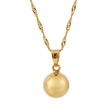 Imagem de Colar com pingente de esfera de 12 mm de ouro 24K joia fina esfera ao ar livre esportiva feminina meninas pingente