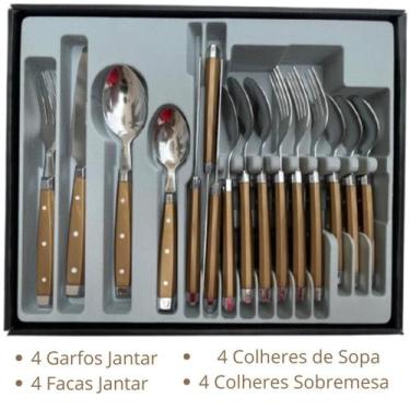 Imagem de Faqueiro Inox Jogo Talheres 16 Peças 4 Pessoas Conjunto Luxo - Genéric
