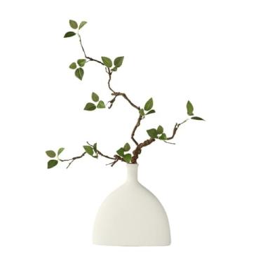 Imagem de Flor Artificial Simulação Planta Sala de estar Escritório Decoração Arranjo Vaso de Cerâmica Botões Verdes Flor de Simulação