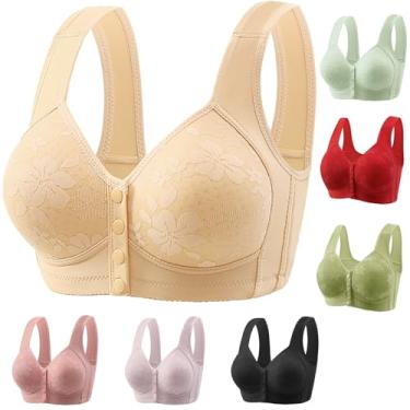 Imagem de Ellymuse Daisy Bras, Lightweight, Breathable and Gathered Front Closed Push-Ups for Women, Daily Comfort Bra for Older Women(Yellow,6X-L)