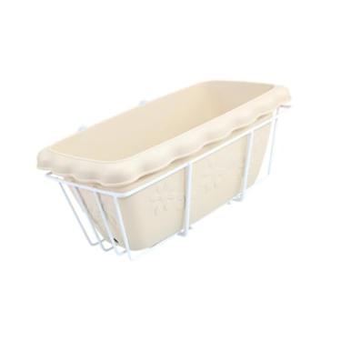 Imagem de Generic Caixa de janela do deck da plantadora de grades Plantador pendurado de resina de resina para a janela para andar de jardim externa para fora da janela, Bege E Branco