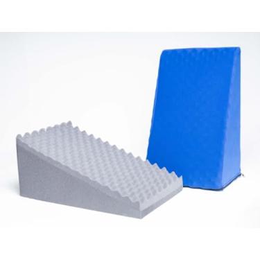 Imagem de Travesseiro Triangular Anatômico Casca De Ovo Apoio Encosto Costa Leitura Antirefluxo (Azul)