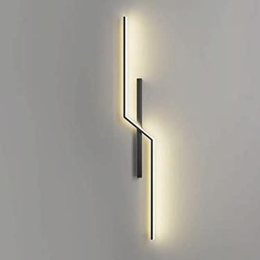 Imagem de HOSETEON Luminária de parede de cabeceira, rasgo de metal linear, arandelas de parede longas de LED modernas 17W de 100 cm, iluminação de ambiente de sala de jantar simples