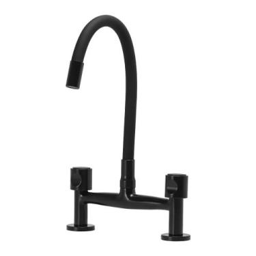 Imagem de Torneira Misturador Gourmet Flexível Preto Mesa Cozinha C42 - Furkin