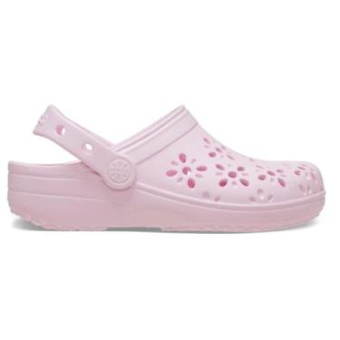 Imagem de Sandália crocs classic floral cut out clog k pink milk, 29, Pink milk