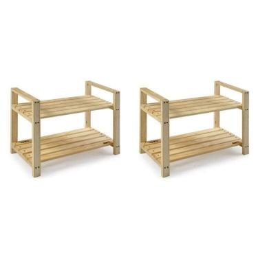 Imagem de Kit 2 Armários Multiuso Sapateira Pinus Bege