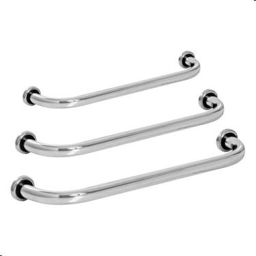 Imagem de Kit 3 Barras De Apoio Para Banheiro Idoso 30cm 40cm 60cm - CromoShop H