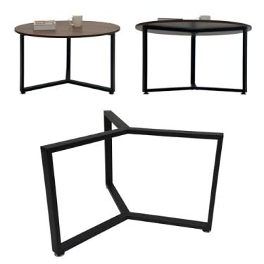 Imagem de JIANZHUO Pernas redondas de metal para mesa de centro, pernas grandes de mesa de canto circular, 45 cm, base de mesa de jantar de ferro preto apenas