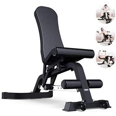 Imagem de Banco de peso ajustável, banco multitreino dobrável supino profissional para halteres prancha supina equipamento de exercício doméstico, azul_147 x 74 x 115 cm