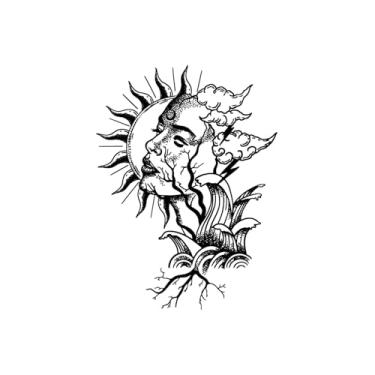 Imagem de Tatuagens de melhores amigas, nuvens de mulher-sol, tatuagens de sol, duram de 1 a 2 semanas, são resistentes à água, resistentes, parecem tatuagens reais,18 x 11 cm