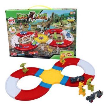 Imagem de Pista De Corrida Carrinhos Dinossauro Infantil Com 27 Peças - dute toy
