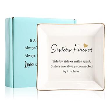 Imagem de JOYIMARR Gifts For Sister Ring Dish Jewelry Tray,Sister Birthday Gifts - Sister Forever,Side By Side Or Miles Apart,Sisters Are Always Connected By The Heart