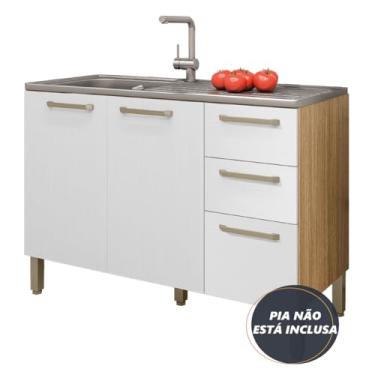 Imagem de Balcão Gabinete Para Pia 1,20m Versalhes Madeirado/Branco Kit's Paraná