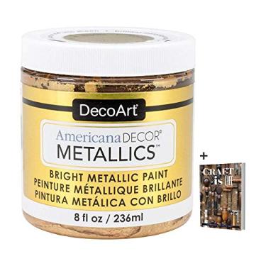 Imagem de DecoArt Pintura a ouro 24 K Americana Decor Metallics - Tinta acrílica de ouro 24 K metálica de 226 g - Tinta à base de água para artes e artesanato, decoração de casa, decoração de parede, pintura dourada e toques + e-book
