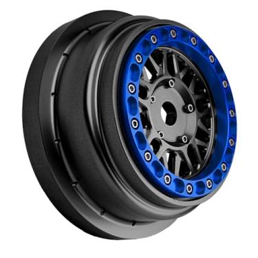 Imagem de BeaxTurbo Racing Upgrade Parts CNC Aluminum Bead Lock Wheel for Losi Super Baja rey2.0 1/6 1pcs Black (Black-Blue)