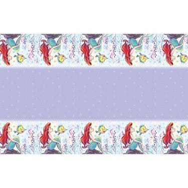 Imagem de Unique Disney Ariel Rectangular Plastic Table Cover, blue/red/multicolor, 54" x 84"