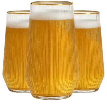 Imagem de Pacote com 48 taças de brinde sem haste onduladas caneladas, taças de champanhe de plástico descartáveis de 255 g sem BPA para casamentos, bares, eventos e celebrações (48, aro dourado)