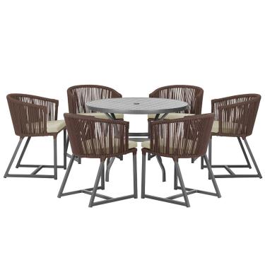 Imagem de Mesa com 6 Cadeiras de Jantar Roma 120cm e Noronha em Alumínio