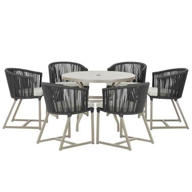 Imagem de Mesa com 6 Cadeiras de Jantar Roma 120cm e Noronha em Alumínio