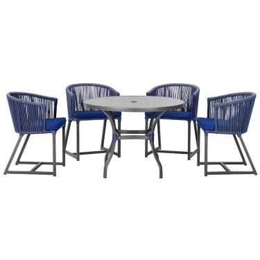 Imagem de Mesa com 4 Cadeiras de Jantar Roma 100cm e Noronha em Aluminío