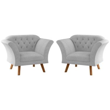 Imagem de Conjunto Poltrona Decorativa Roseira Linha Cinza