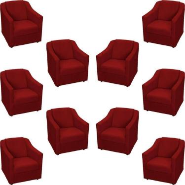 Imagem de Kit 10 Poltronas Decorativa Mila Pé De Plástico Cromado - Bordô Suede