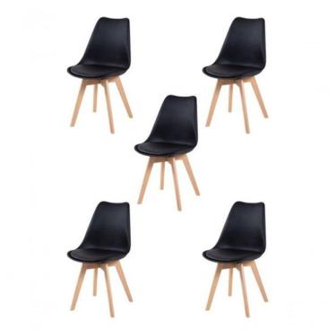 Imagem de Kit 5 Cadeiras Charles Eames Leda Saarinen Preta Preto