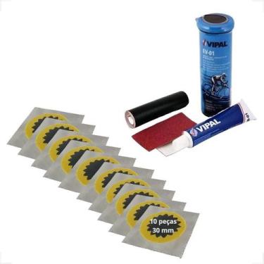 Imagem de Kit Remendo Bike Pneu Camara De Ar 10 Reparos Estrela 30mm - VIPAL