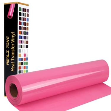 Imagem de RENLI·TONG Renlitong Rosa Htv Ferro Em Vinil Rolo de 12" por 15 Pés Vinil de Transferência de Calor Htv para Camisetas Rolos de Vinil Htv para Todas As Máquinas de Corte - Fácil de Cortar e Remover Er