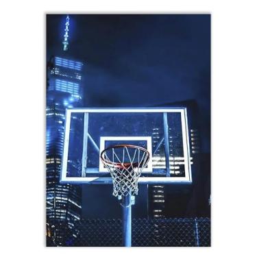 Imagem de Placa Decorativa Basquete De Rua Cesta Quadra A Noite Decoração Quarto Sala