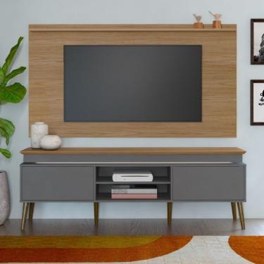 Imagem de Rack Com Painel Com Led Para Tv Até 75 Pol Universal Lumina Carvalho/grafite