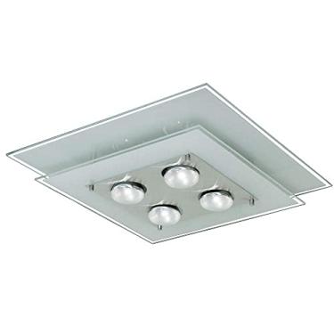 Imagem de Luminária Plafon com 02 Vidros para 04 Lampadas 44cm x 44cm Ideal para Sala, Cozinha, Quarto (Branco)