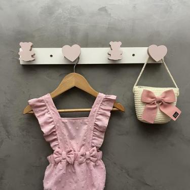 Imagem de 2 Cabideiros parede decoração Urso e Coração animais 2CUrCa - Hanger D