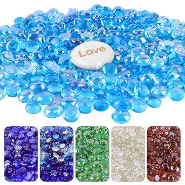 Imagem de Lechloris Contas De Vidro Para Lareiras A Gás Ou Propano 20 Libras - 0,6"-0,7" Pedras Decorativas Lareiras, Vasos Mármore, Aquários E Decoração Casa (Turquesa)