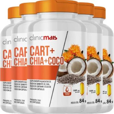 Imagem de KIT 5x Óleo De Cártamo + Óleo De Chia + Óleo De Coco 60 Cápsulas Clinic+